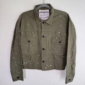 Oak & Acorn Jacket Womens Small Painter Cropped Cut Off Shacket Paint Splatter